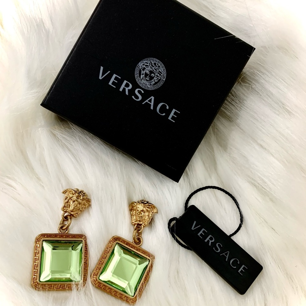 ❣️SOLD Versace Medusa Green Squared Earrings